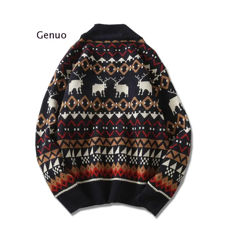 Рождественское платье принтом Свитер с оленем модный мужской свитер вязаная