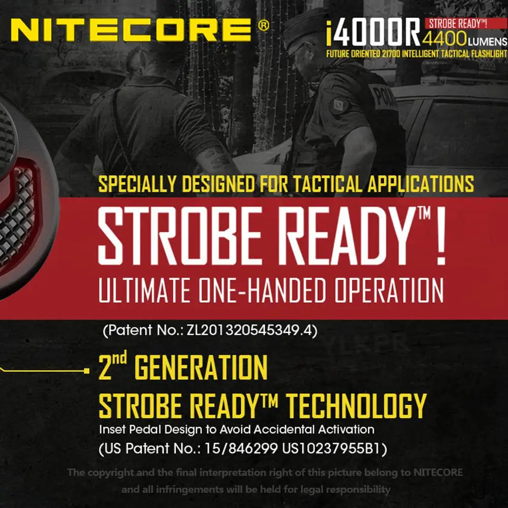 Инновационный фонарик NITECORE I4000R 4400 люмен оснащенный батареей большой емкости 21700