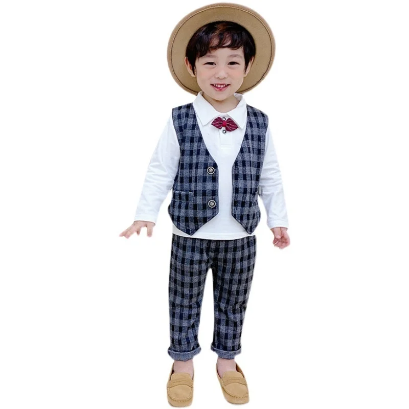 

Spring Autumn Kids Vest Shirt Pants 3Pcs/Sets Toddler Fashion Clothing Children Boys Gentleman Clothes Baby Cotton Sportswear