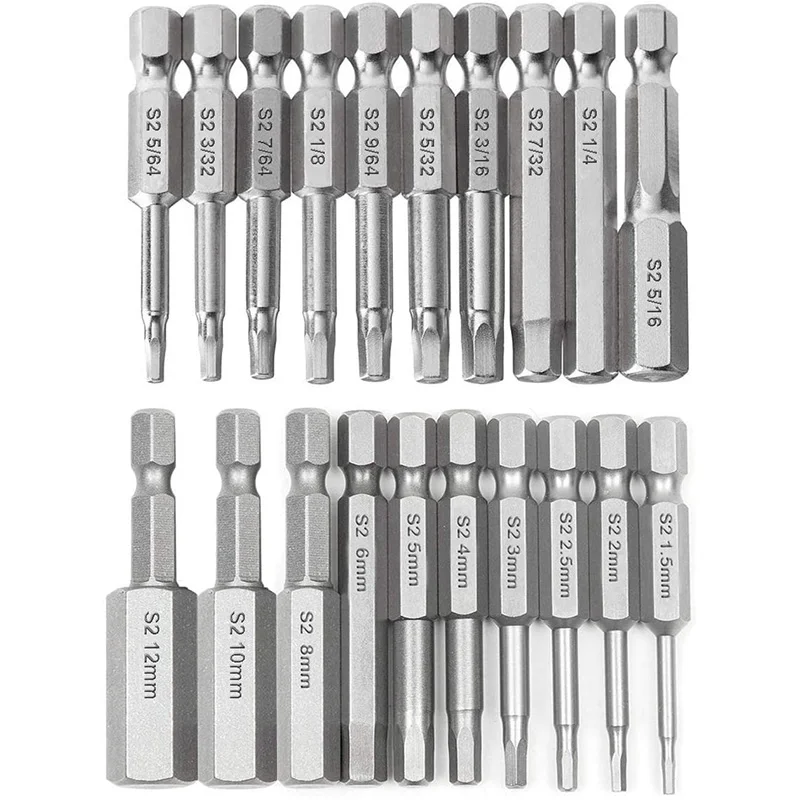 

20Pcs Hex Head Wrench Drill Bit Set Shank Quick Release Magnetic Screwdriver Bits Set (Metric +SAE)