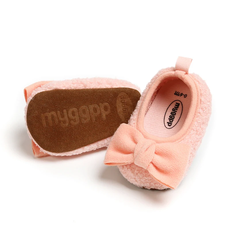 New Winter Plush Boot Warm Kid Baby Girls Snow Boot Bowknot Shoes Soft Cotton Sole Prewalker Crib Children Plush Shoes