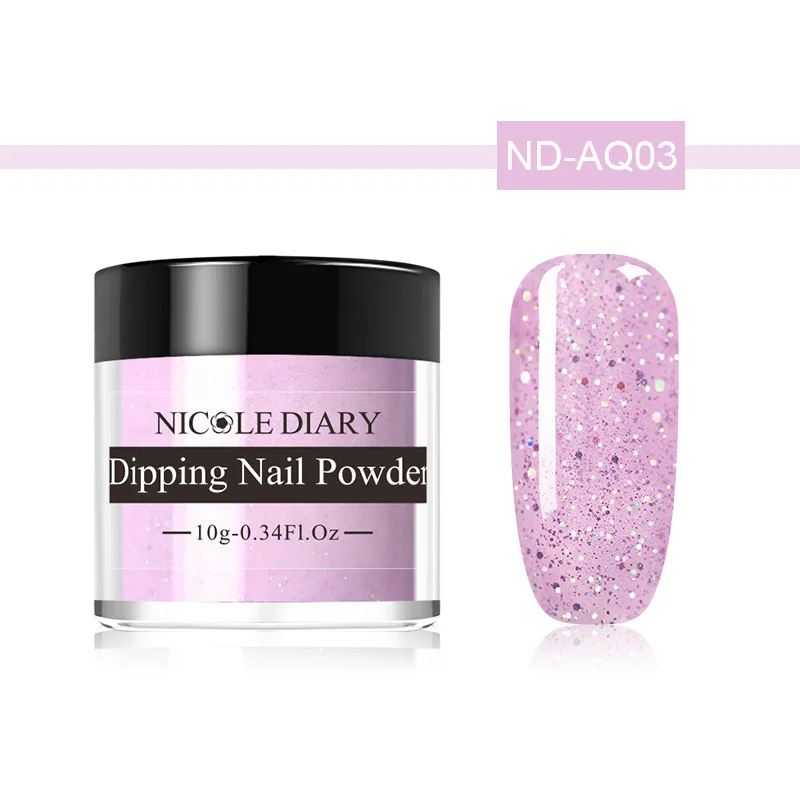 ND-AQ03 NICOLE DIARY 10 г Dip набор пудры для ногтей голографические блестки окунание порошок для ногтей сверкающий дизайн ногтей украшение без УФ лампы лечения - Цвет: ND-AQ03