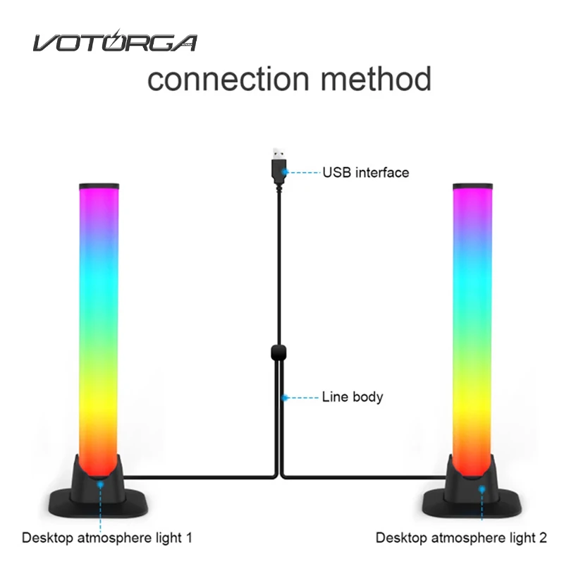 

Настольная светодиодная Ночная лампа с управлением звуком, пикап с ритмом, RGB управление через приложение, освещение для создания музыкальн...