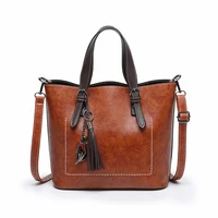 new women bag oil wax fashion tassel shoulder bag womens leather handbags luxury lady hand bags women messenger crossbody bag