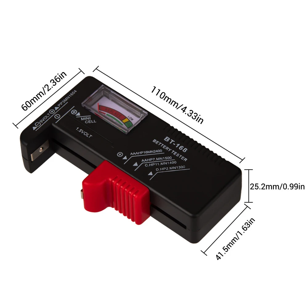 

BT-168 Pointer Type Battery Capacity Tester Battery Tester Power Tester for AAA AA C D 9V and Small Batteries