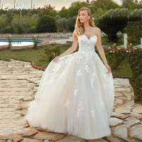romantic sweetheart lace white wedding dresses strapless a line bride dresses court train princess plus size vestido de novia