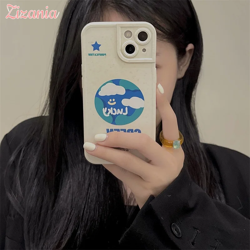 

Fashion Cute Earth Clouds English Phone Case For iPhone 13 12 11 Pro Max XS Max X XR Personality Shockproof Cover Gift Hot Sale