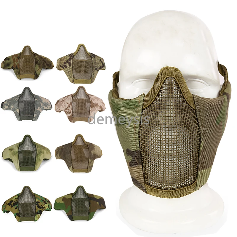 

Military Tactical Hunting Mask Shooting Airsoft Paintball Cs Breathable Half Face Mask Metal Mesh War Game Combat Army Masks