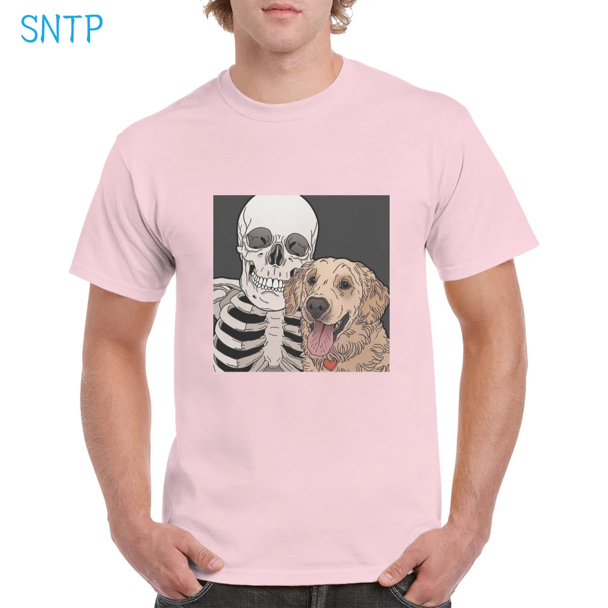 

Cute Dog Kiss Demon Skeleton Graphic Streetwear t shirt women Funny Halloween Top 100% Cotton Soft Oversized Tee Man TShirt