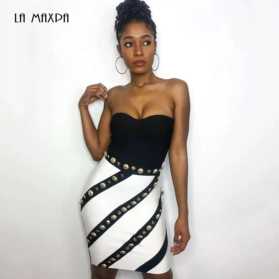 Новинка 2020 черное платье без бретелек с пуговицами сексуальное облегающее мини