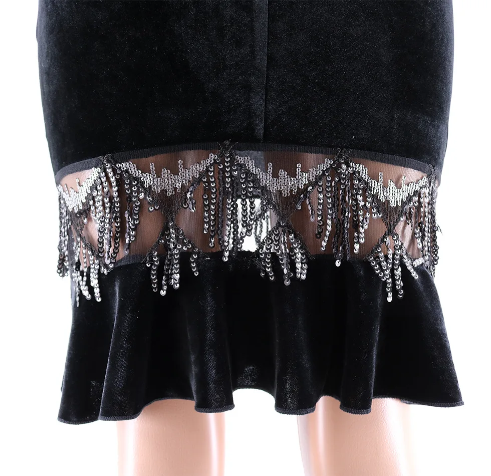 

Women Fashion Sexy Slim Sequin Dress Hip Perspective Bodycon Dress