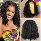 Парик с глубокой кудрявой застежкой Боб, плотность 180 для черных женщин, парики из человеческих волос на сетке спереди, парики с глубокой волной, бразильские волосы
