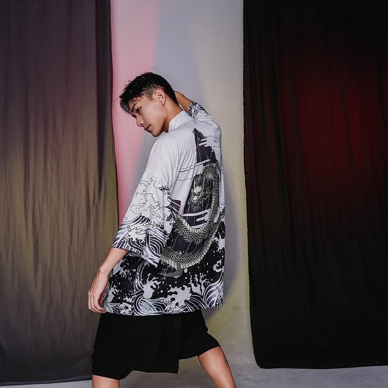 Японское кимоно мужской кардиган yukata костюм самурая одежда для мужчин японская уличная 11311|Одежда Азии и