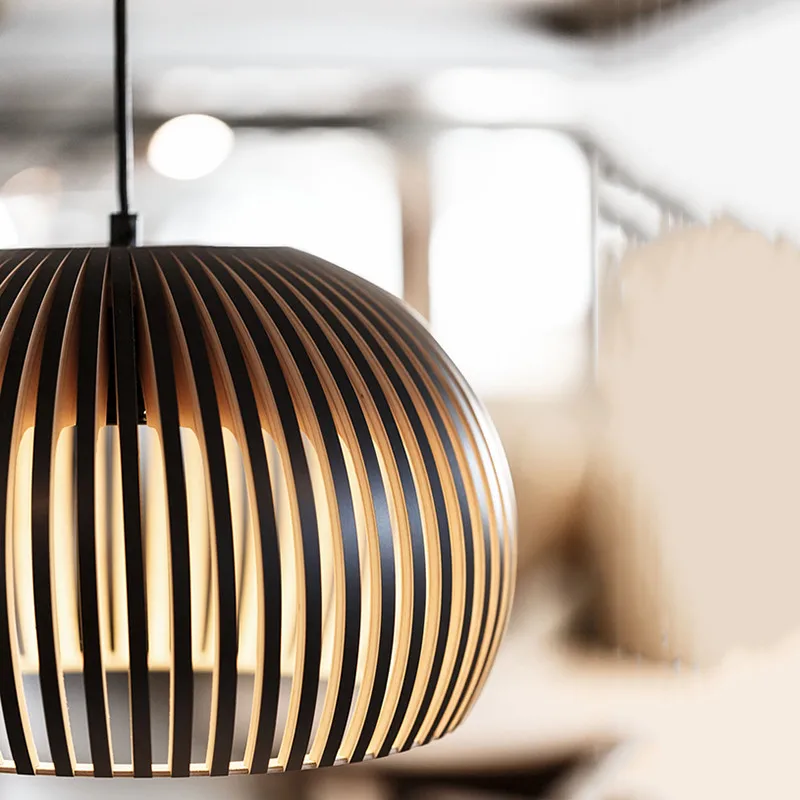 Современные деревянные подвесные светильники в виде птичьей клетки бамбуковые