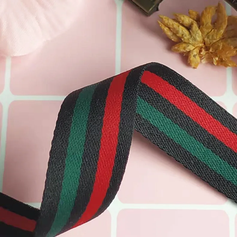 

GOOD 20 yards 10mm Black Red Green Stripes handmade ribbon for crafts ribbon Webbing bias tape DIY Sewing Clothing accessories