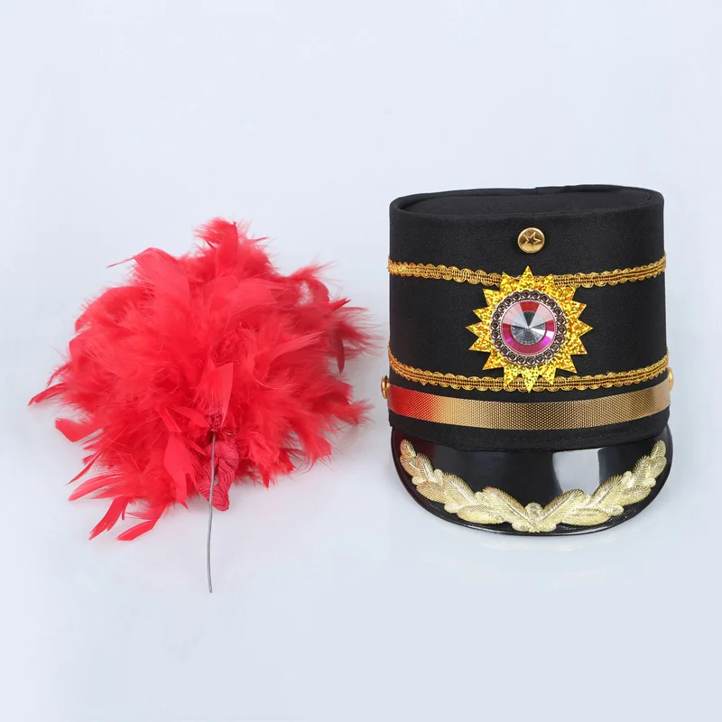 Новая шляпа для джазового танца Honor Guard кепка черный костюм с красным пером