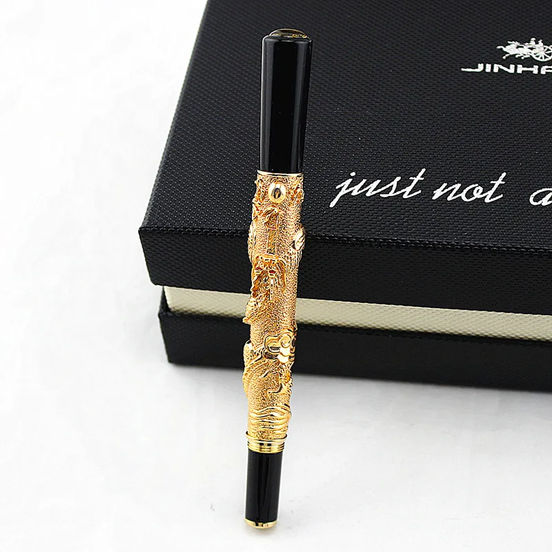 

Jinhao Metal Vintage Rollerball Pen with Ink Refill, Oriental Dragon Series Heavy Pen Golden Noble Collection Gift Pen