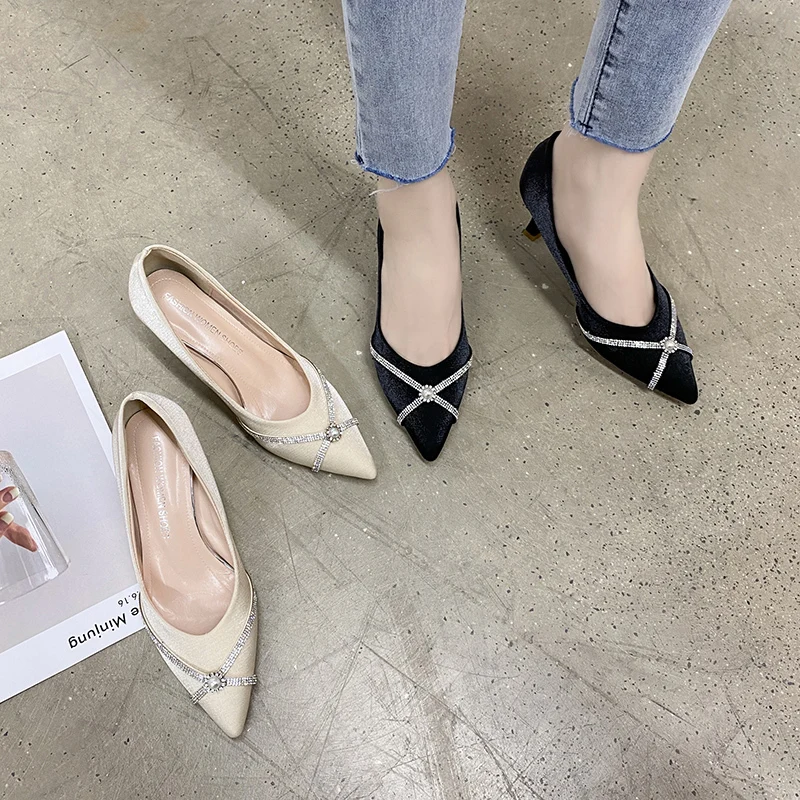 

Spring And Summer New Fashion All-Match Pointed Shallow Mouth Ladies Single Shoes Temperament Stiletto High Heels