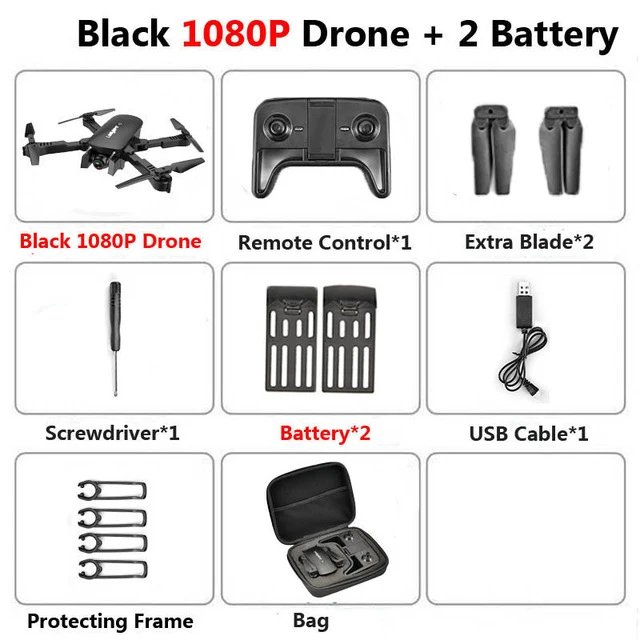 1080P 2BAT Bag Радиоуправляемый Дрон с 4K HD камерой FPV Wi-Fi функция удержания высоты Selife Дрон складной Квадрокоптер Vs E58 SG106 M69 xs816 дроны - Цвет: 1080P 2BAT Bag