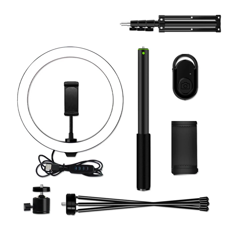 

Funthing Photo Studio Selfie Ring Light with Selfie Stick Tripod Photography LED Ring Lamp Bluetooth Shutter Selfie fill light