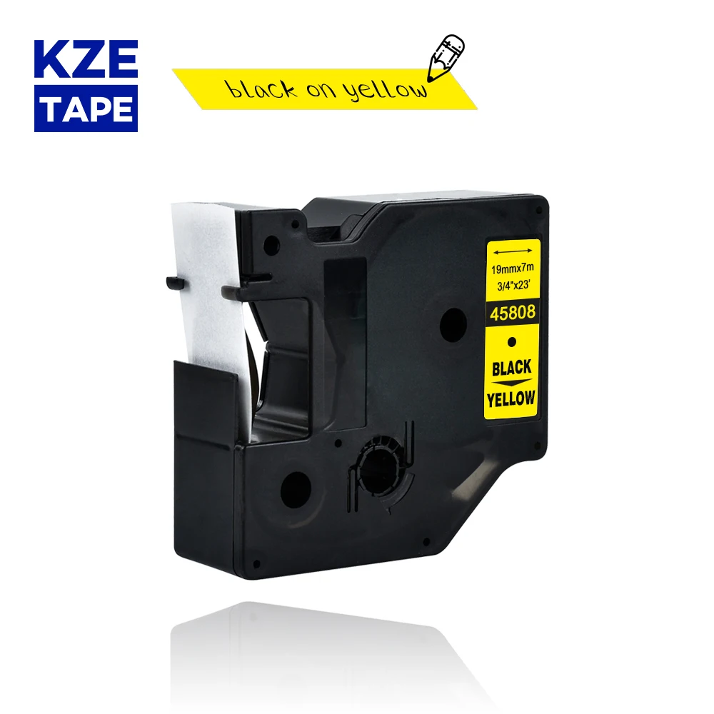 Dymo d1 19 мм 45808 черный на желтой этикетке ленты совместимый с D1 принтер этикеток для