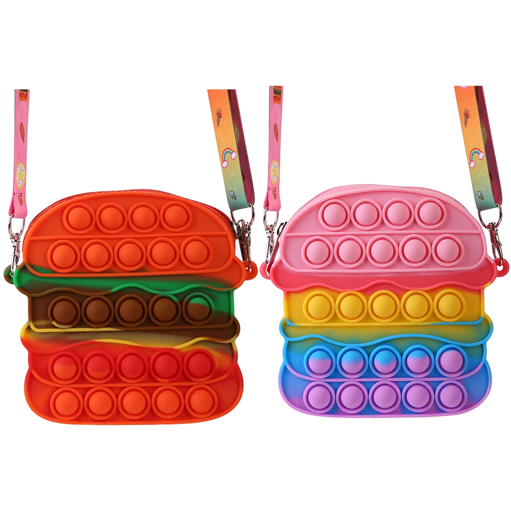 

Silicone Hamburger Shaped Storage Bag Push Bubble Toys Sensory Squeeze Decompression Gaming Pouch Kids Puzzle Adult Gifts