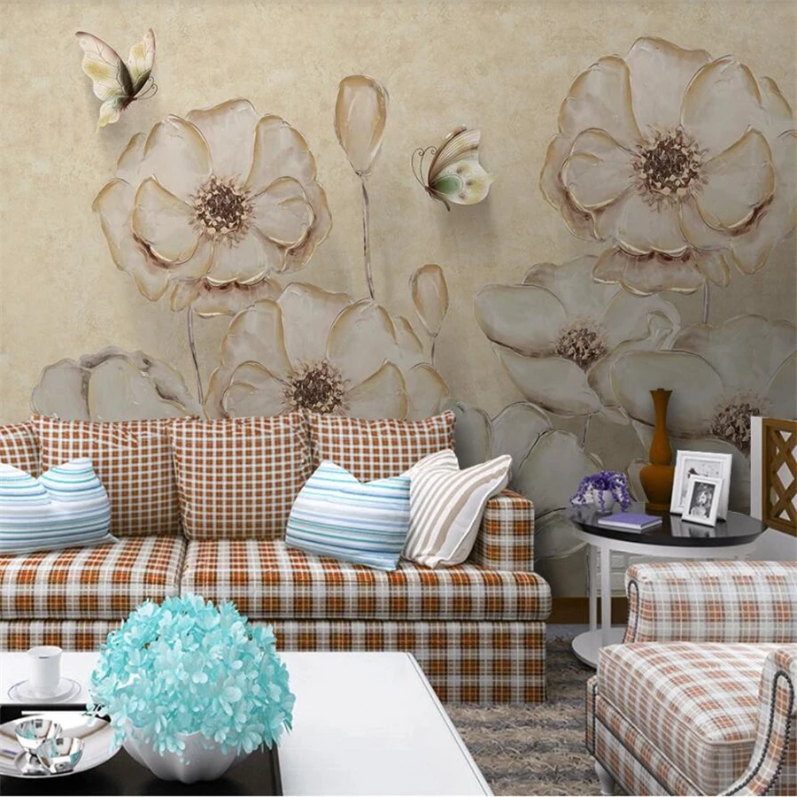 Пользовательские обои Европейский 3D картина маслом золотой красоты цветок фон