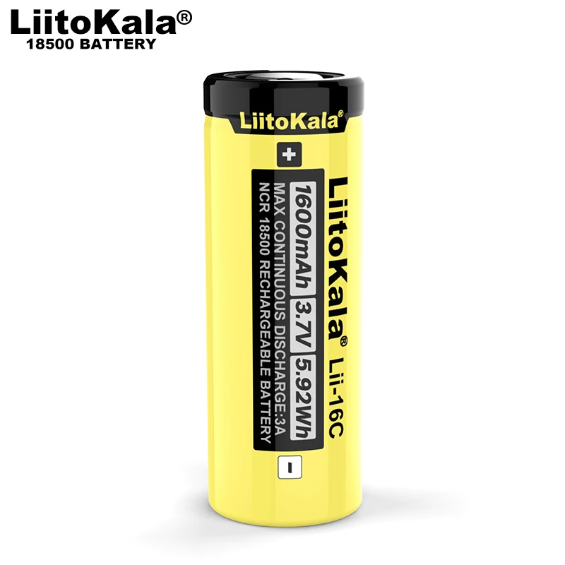 

4-40PCS LiitoKala Lii-16C 18500 1600mAh 3A 3.7V / 4.2V Rechargeable Lithium ion Battery For Juicer Flashlight
