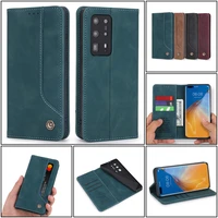 classic solid color flip leather case for huawei mate 30 40 pro p40 pro plus lite card slot bracket shockproof wallet cover capa