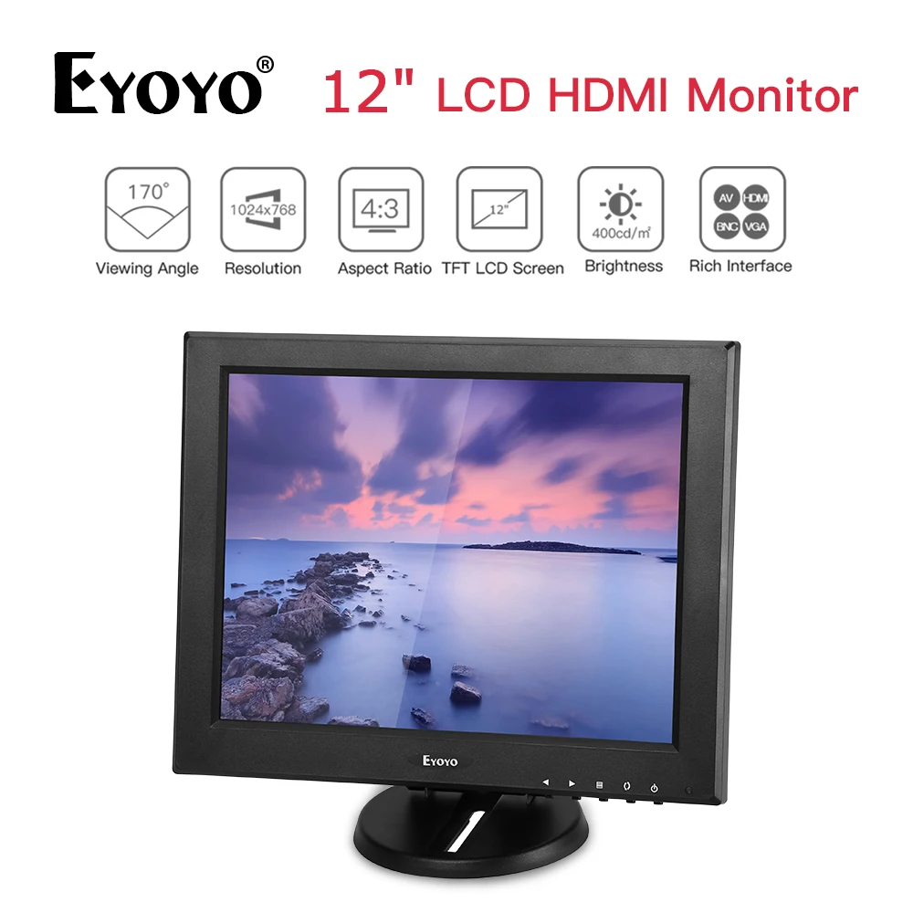 Eyoyo 12 &quot ВЫСОКАЯ ЧЁТКОСТЬ для контроля уровня сахара в крови с BNC VGA AV HDMI 800x600