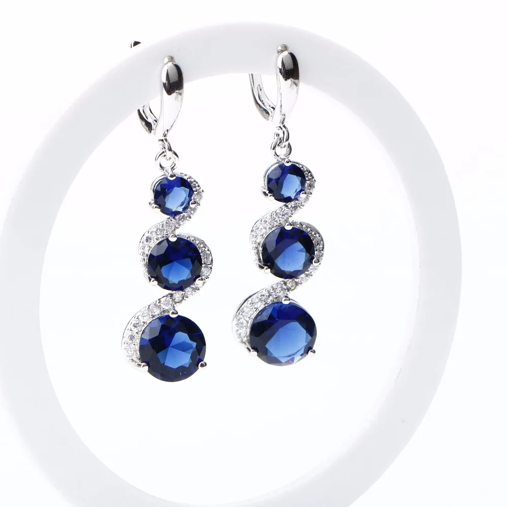 Набор украшений для женщин из серебра 925 пробы свадебный браслет с голубыми