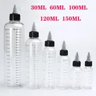 Пластиковые бутылки-капельницы 5 шт.упак., 3060100120250 мл, ПЭТ, Пустые контейнеры для жидкости для электронного сока, многоразовые бутылки для масла с винтовой крышкой