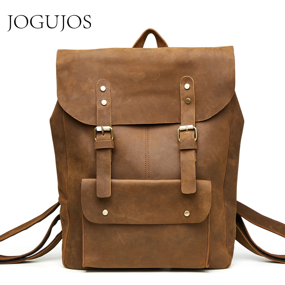 Рюкзак JOGUJOS мужской из натуральной воловьей кожи ранец в винтажном стиле