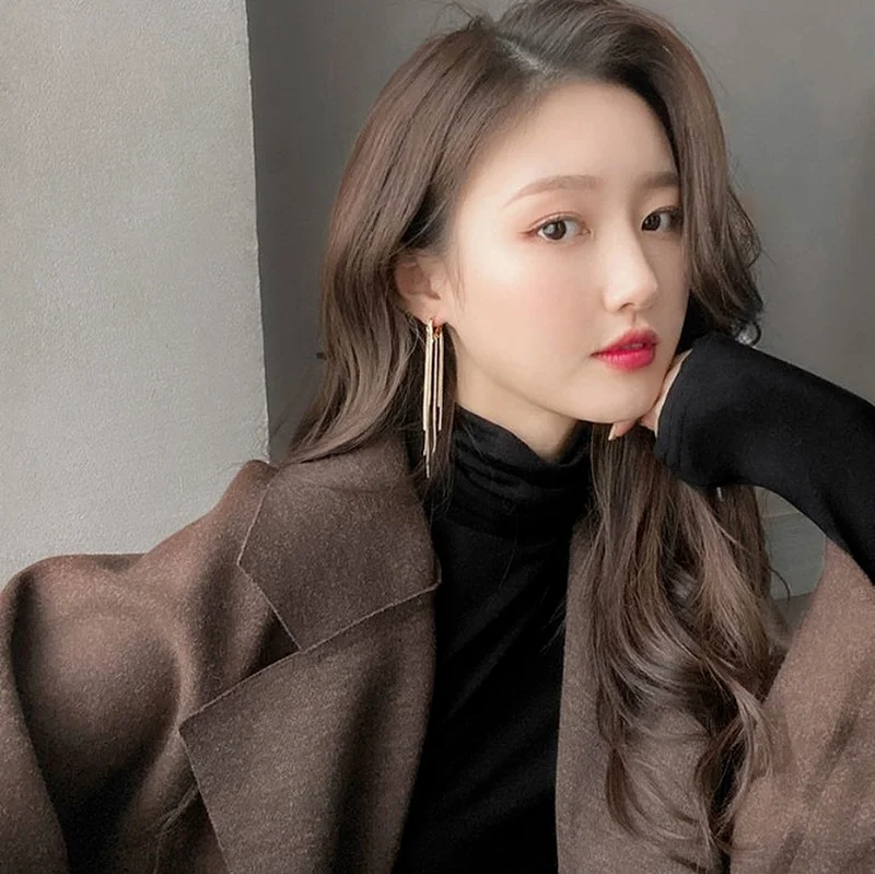 

2021 Statement Earring Long Heart Tassel Earrings for Women Luxury Jewlery Gift