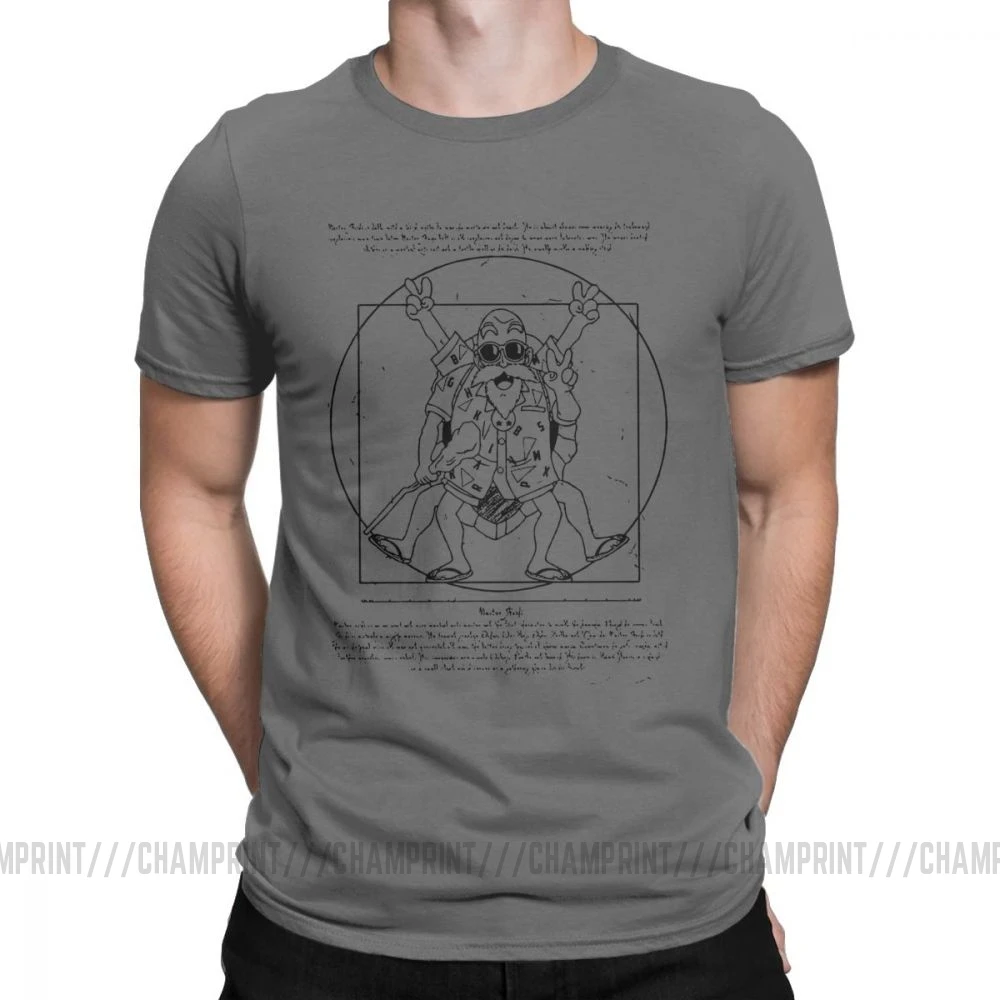 Мужская футболка Vitruvian Roshi Dragon Ball Z, забавная футболка из чистого хлопка с коротким рукавом, футболка Goku Super Saiyan Vegeta Dbz, футболка в стиле Харадзюку - Цвет: Темно-серый