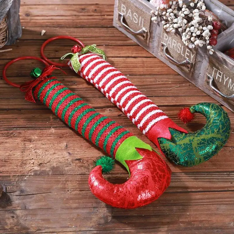 Креативные Висячие обручи для ног Elf дверные ручки рождественское Новогоднее