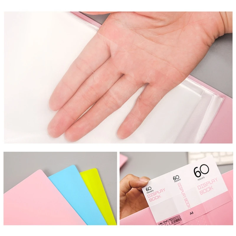 

A4 Display Book 20/30/40/60 Pages Transparent Insert File Folder Document Storage Bag Office Supplies