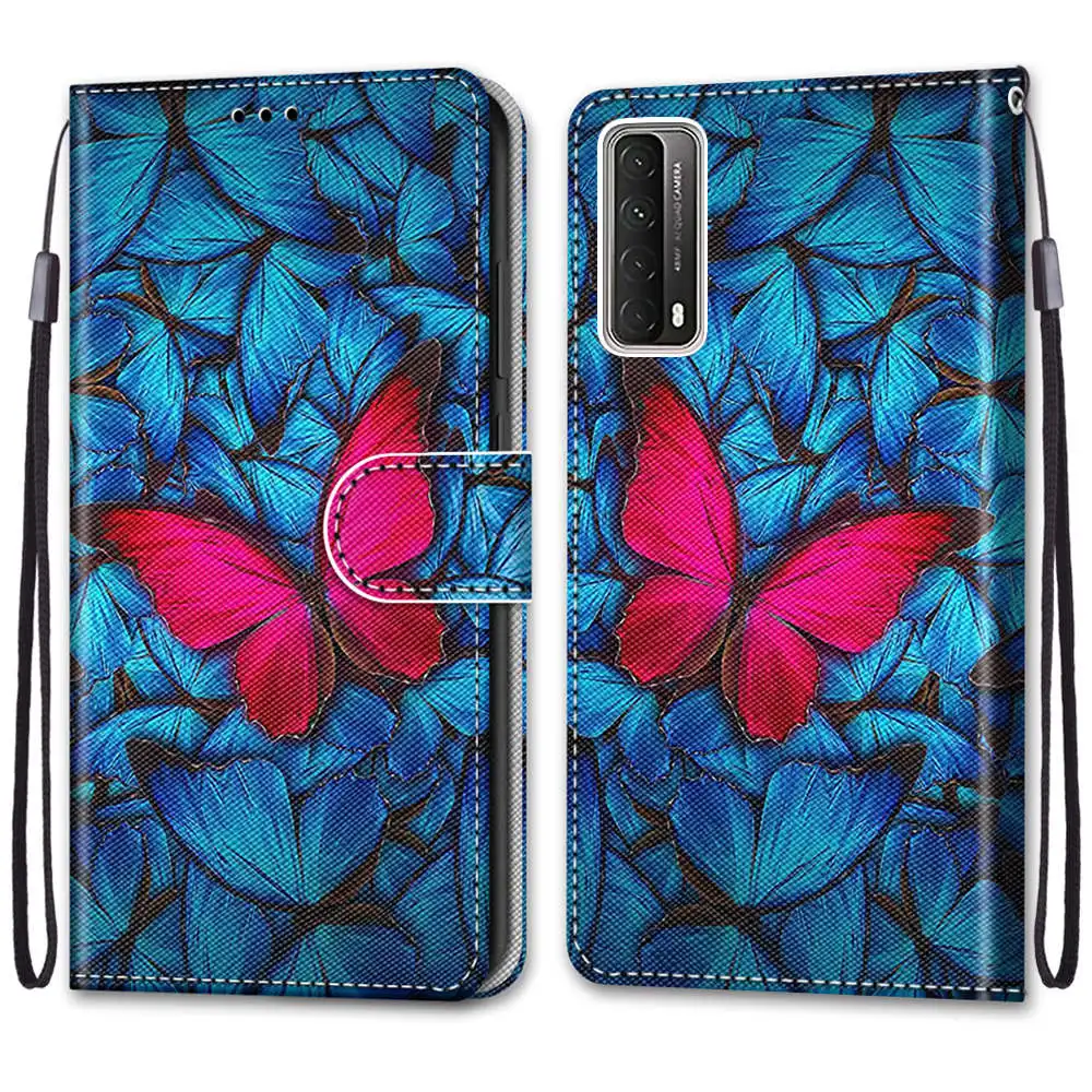 

Cute 3D Painted P40 Lite E Phone Case For Huawei P Smart 2021 Mate 40 Pro P30 P20 Y5P Y6P Y7P Etui Wallet Leather Fundas Cover