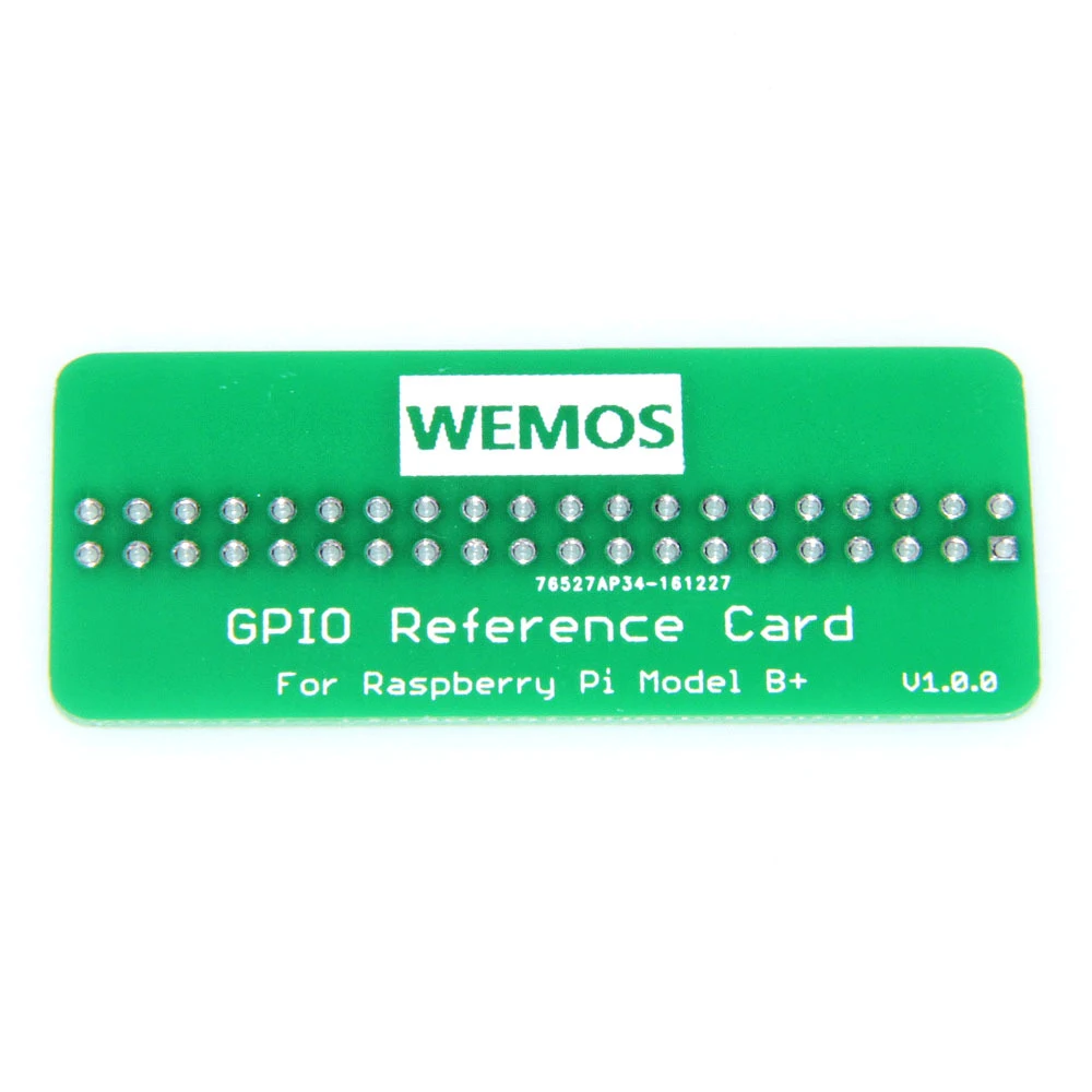 

WEMOS GPIO Reference Card V1.0.0 for Raspberry Pi Model B+/Pi 2/Pi 3