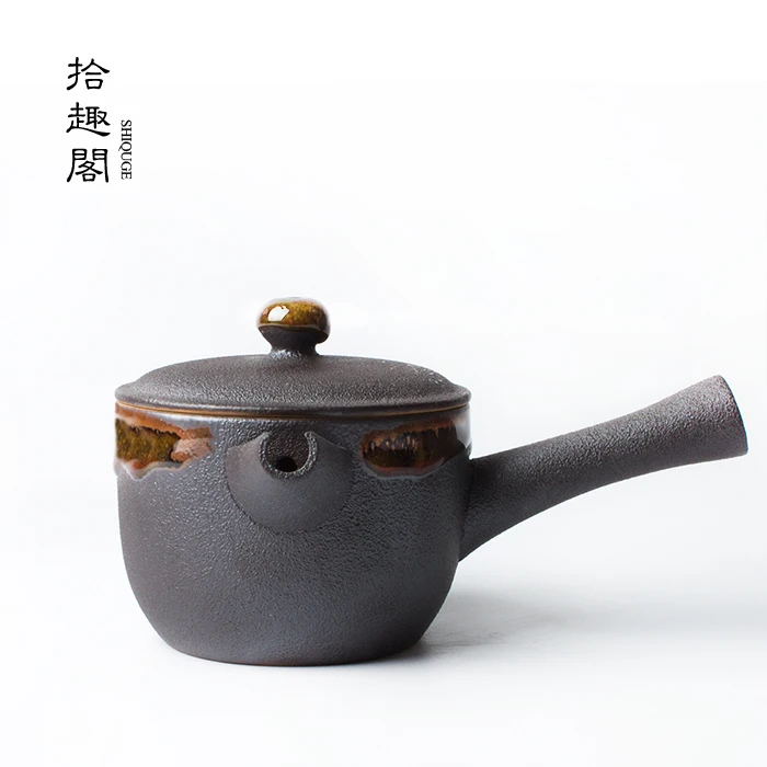 

★Японский чайник из грубой керамики, ручная работа, железный глазурь, чайник из ПУ 'er tea, положите чайник из Зен