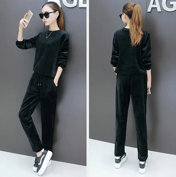 

Rlyaeiz 2019 Winter 2 Piece Set Women Tracksuit Autumn Casual Thick Warm Hoodies + Pants Track Suit Brand Sets Woman Sportswear