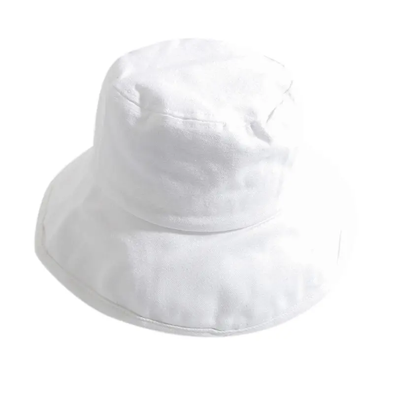 White Сплошной цвет, свежий стиль, женская, для девочек, Панама, защита от солнца, с широкими полями, для студентов, летняя, упаковываемая, рыбацкая Кепка, 6 цветов - Цвет: White