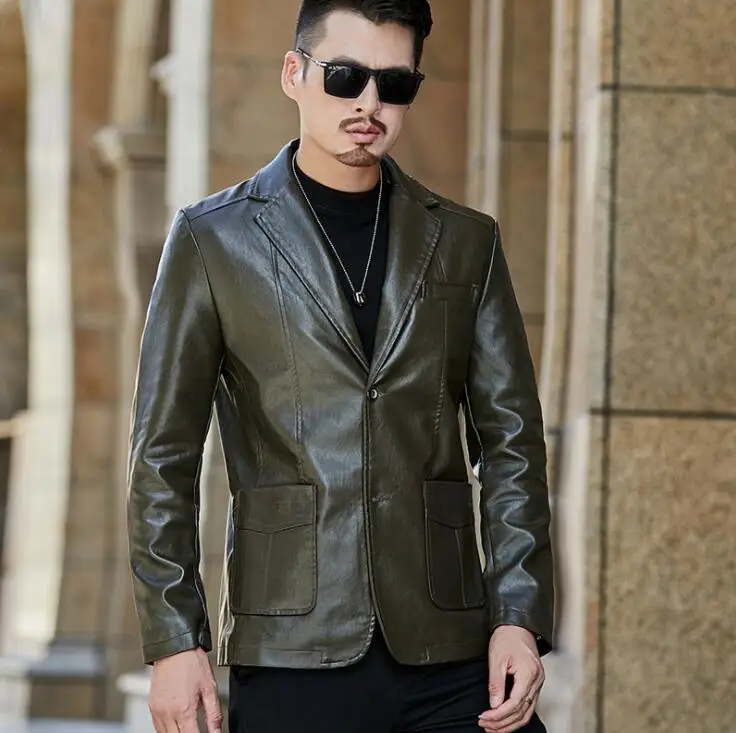 mens leather jacket slim motorcycle coat men jackets street fashion velvet clothes casual jaqueta de couro korean autumn