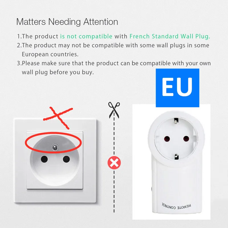 

EU Uk French Smart Socket With Remote RF 433mhz Light Plug Outlet Switch Smart Home Automation Compatible Broadlink RM4 Pro