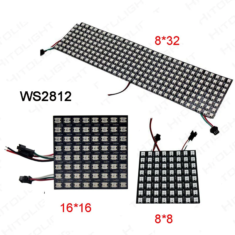 Оптовая WS2812B панель экрана 8*8/16*16/8*32 пикселей DC5V полный цвет 256 цифровой