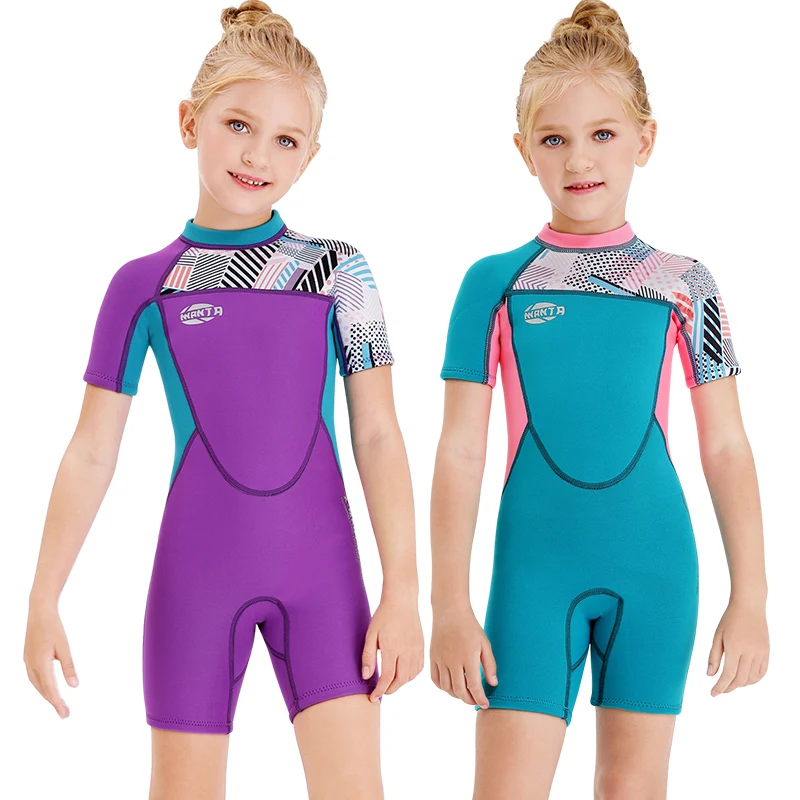 Купальник для девочек с абстрактным рисунком неопреновый купальник в клетку