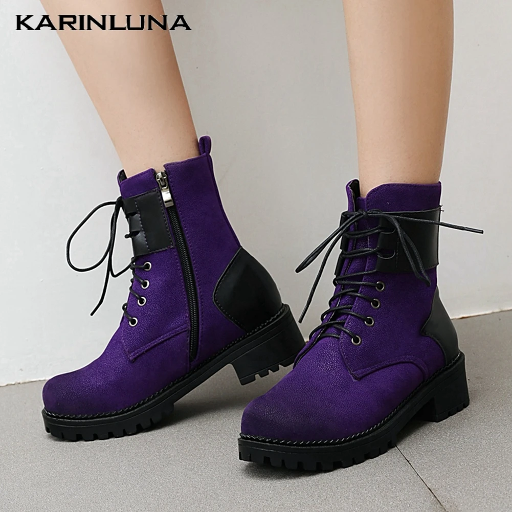 

Karinluna New Plus Size 43 non-slip Rubber Sole Winter Shoes Fashion Motorcycles Ankle Boots Women