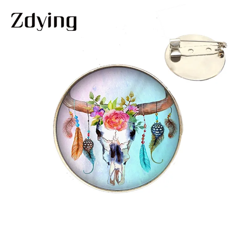 Zdying Мода Ловец снов брошь античная бронза/посеребренный металл булавка 25 мм