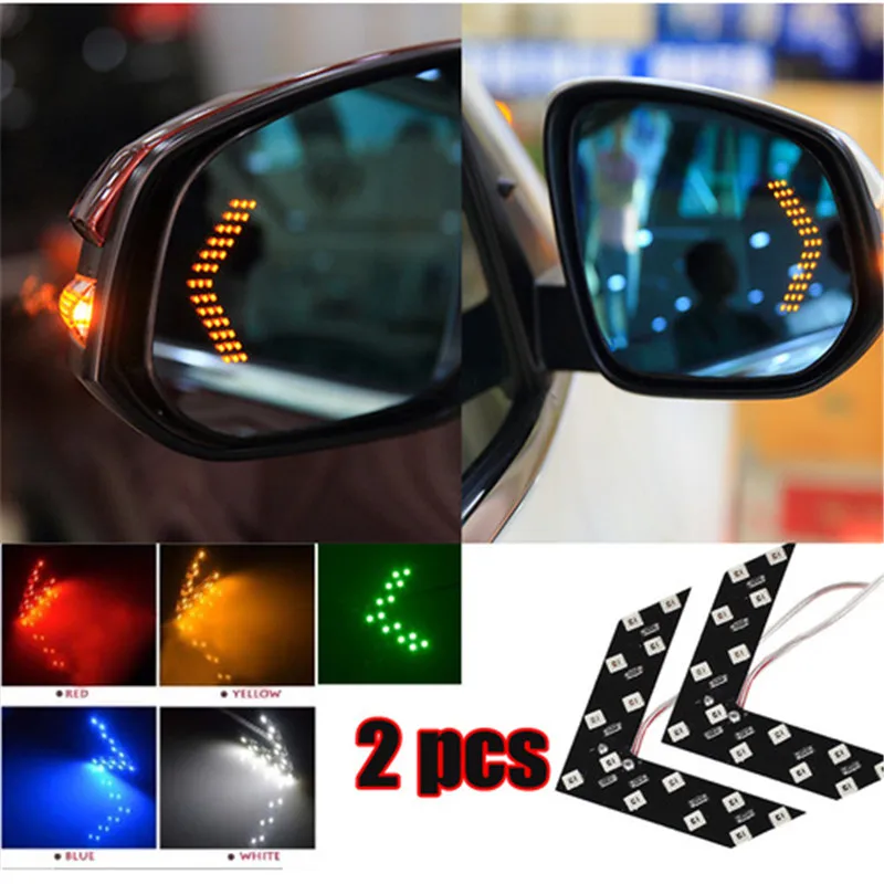 Автомобиль 2 шт./лот 14 SMD Светодиодная Стрелка Панель для автомобиля заднего вида Индикатор для зеркала указатель поворота Автомобильный светодиодный зеркало заднего вида свет