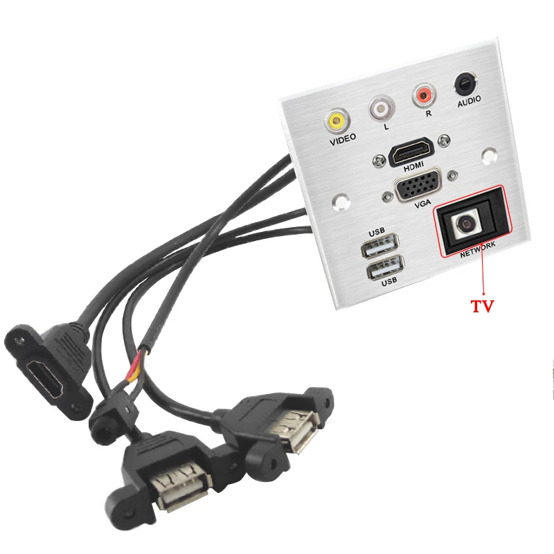 Настенный рабочий стол панель из алюминиевого сплава видео L R Аудио HDMI VGA USB RJ45/SC